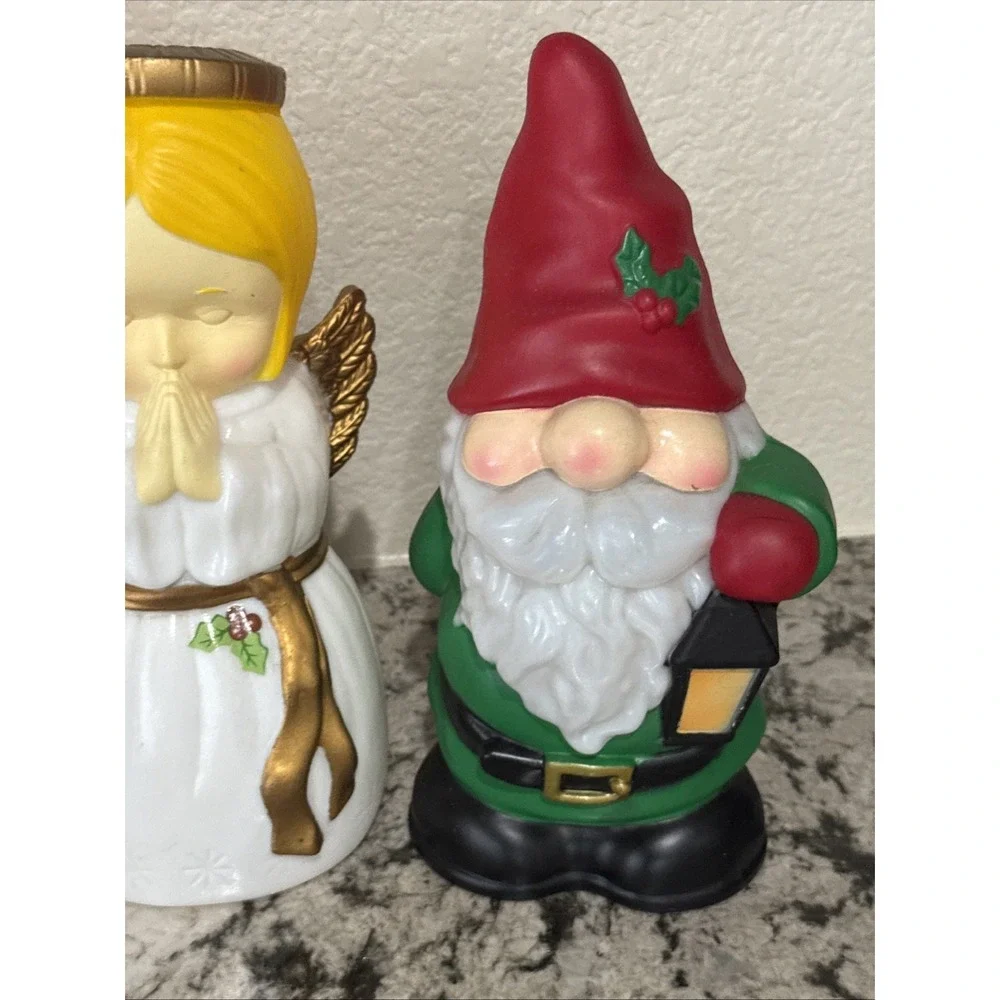Plastic Blow Mold Snowman, Santa, Angel, Reindeer, Gnome 10-11
